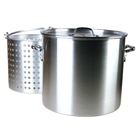 Fleur De Lis Aluminum Grill Stockpot with Basket 100 qt 3 pc WG-RPB1100